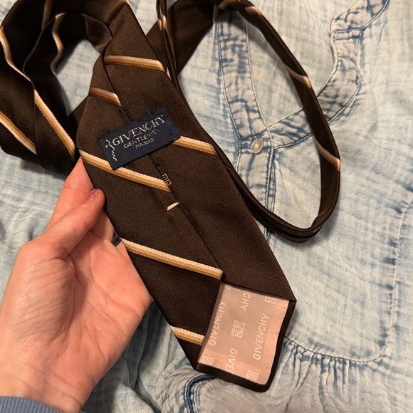 Givenchy Brown and Gold Striped Tie - Picture 1 of 4